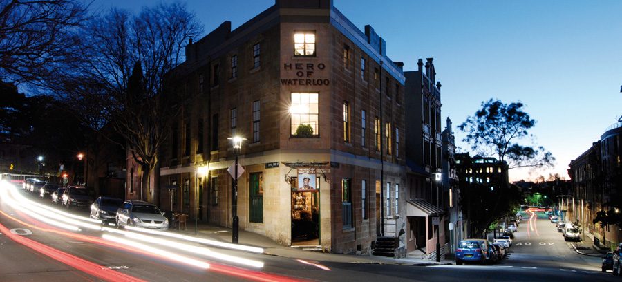 Hero of Waterloo sandstone pub interior on Lower Fort Street